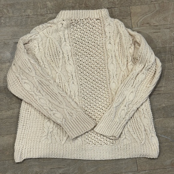 Handmade Cozy Cream Cable Knit Sweater - Picture 2 of 3